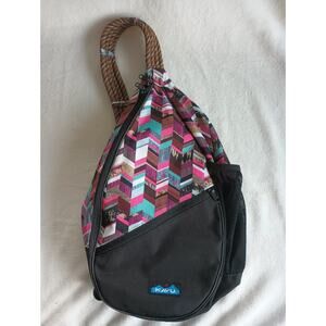 KAVU Sling Bag Sunset Blocks Paxton Pack Outdoor Travel Pinks Adjustable Strap